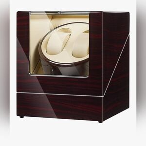 JQUEEN Double Watch Winder Quiet Motor Wooden Display box